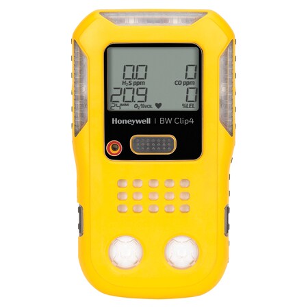 Honeywell Multi-Gas Detector, H2S, CO, O2, LEL, Audible, Visual, Vibrating, 2 yrs Battery Life BWC4-Y-N